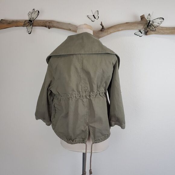 Hang 10 cropped green utility jacket shawl collar - Picture 3 of 7